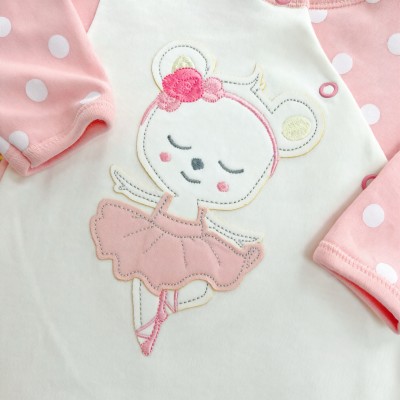 Macacão Malha Trape Zape - Princesa Bailarina - Rose e Off White
